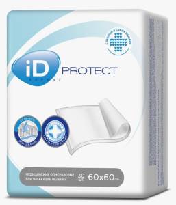 Пеленки впитывающие iD Protect Expert 60*60см 30шт