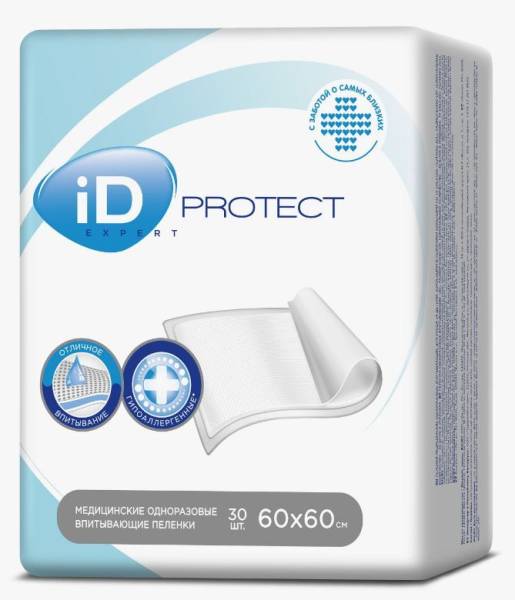 Пеленки впитывающие iD Protect Expert 60*60см 30шт фотография